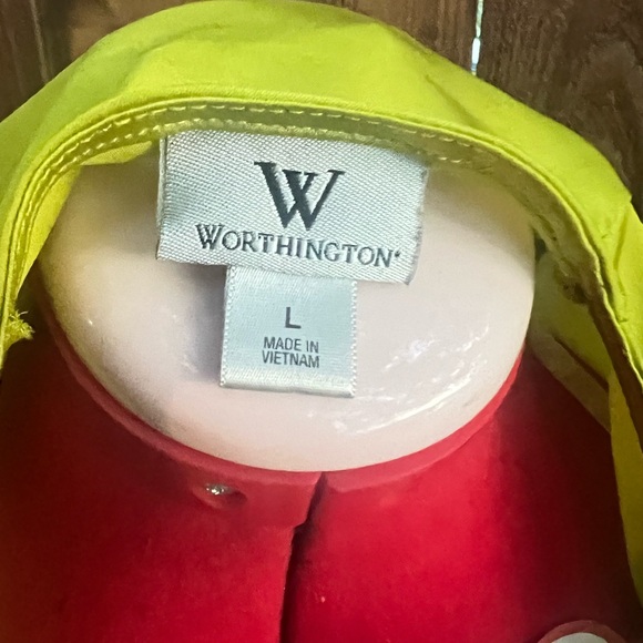 Worthington Ladies sleeveless top blouse ruffle green size large Satin - Picture 5 of 5